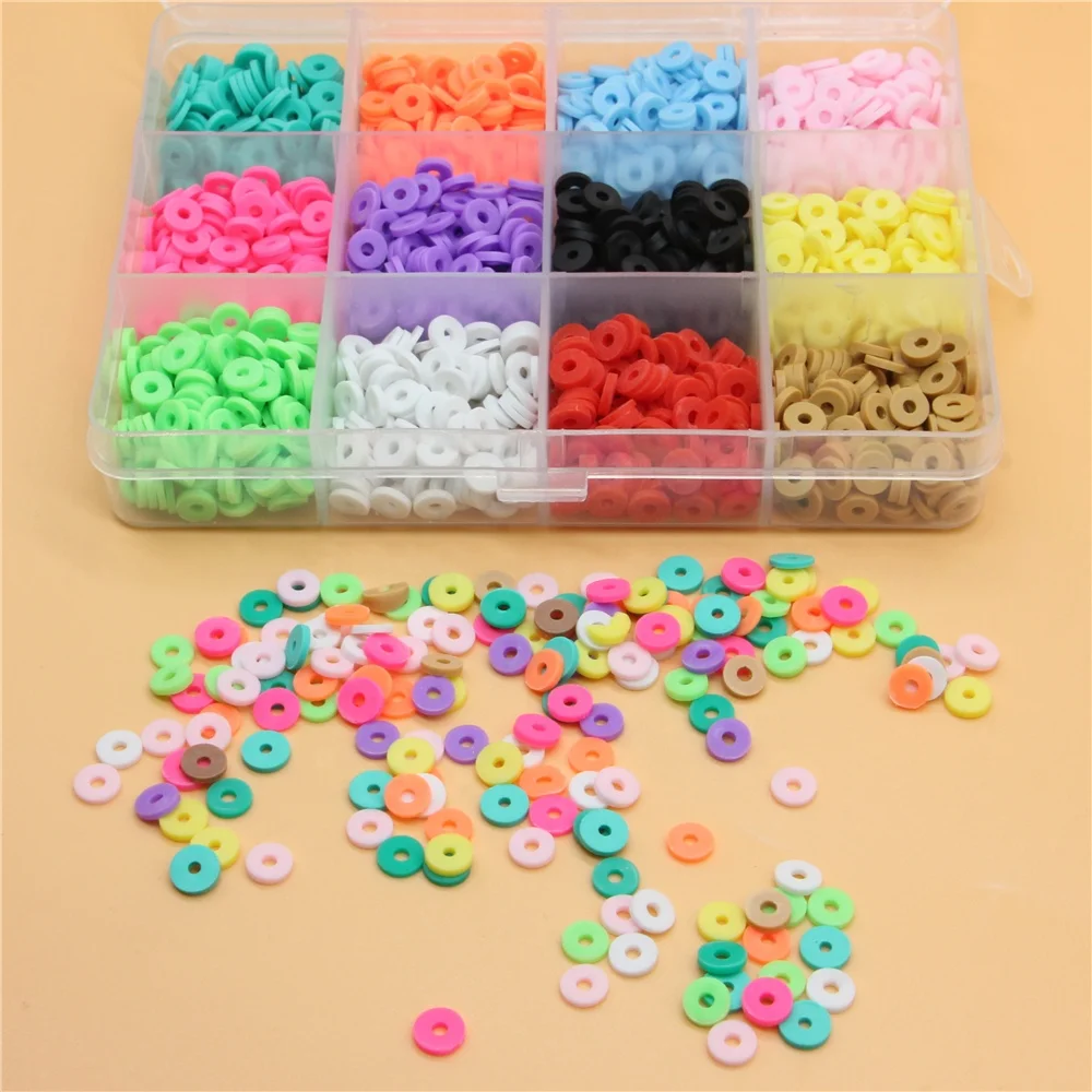 

Flat Round Polymer Clay Beads Handmade Disk Loose Beads for Jewelry Making DIY Bracelets Accessories, Vaious