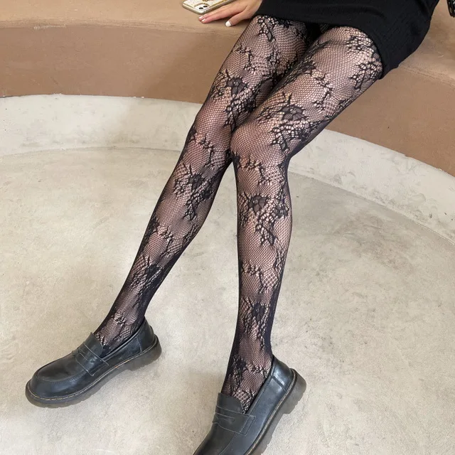 

Ready To Ship Custom Flower Rhinestone Silk Lace Women Designer Sexy Fishnet Stockings