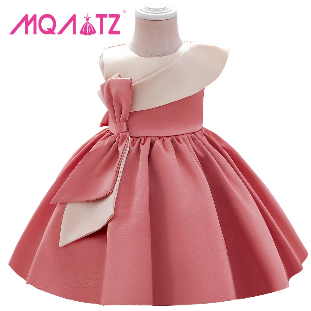 

MQATZ 2021 Wholesale High Quality Baby Summer Sleeveless Dress Girls Baptism Evening Dresses, Skin pink,silver,orange,red,green