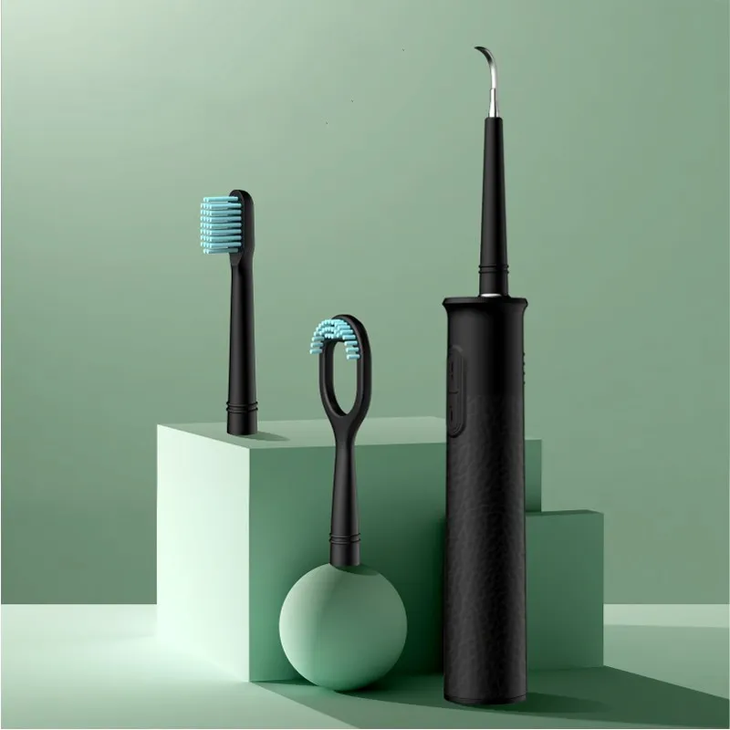 

Sonic Cleansing Bamboo Charcoal Brush Head Silicone Electric Toothbrush Set, Black, white