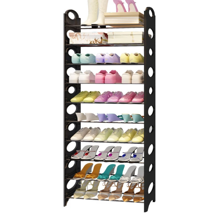 cheap 8 tiers diy easy to assemble metal pole foldable corner portable shoe rack