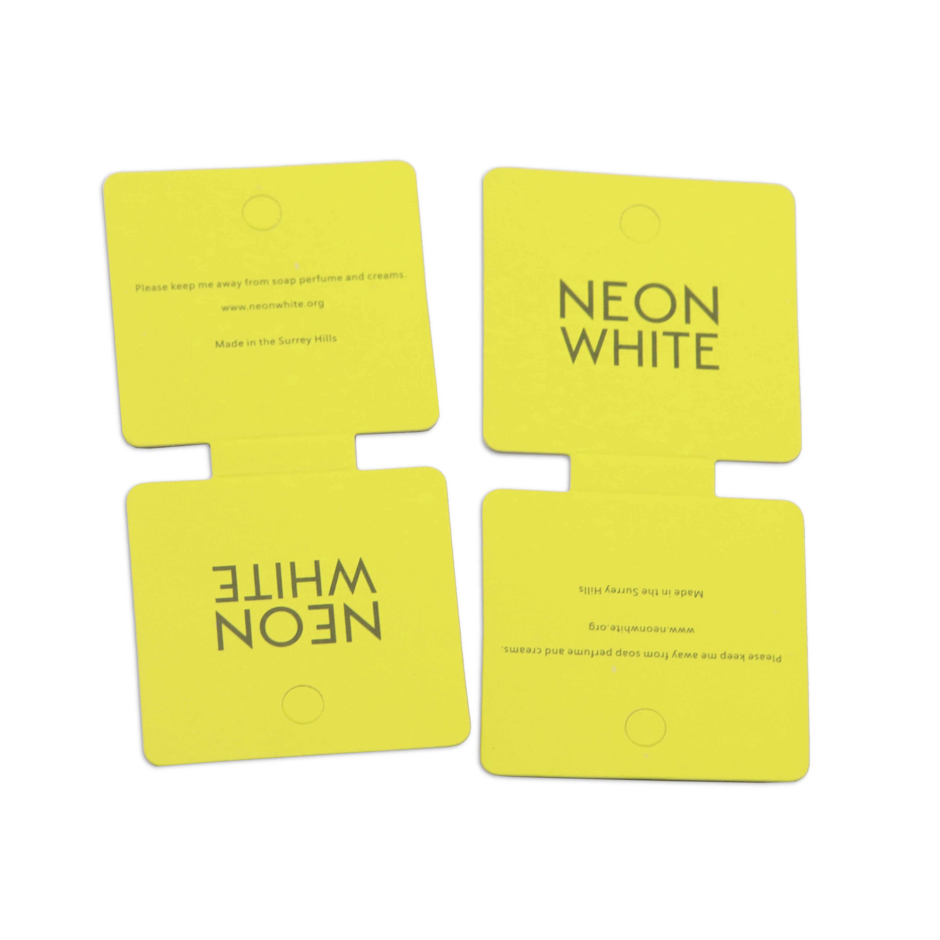 

OEM Yellow Paper Swing Tag Centerfold with Printing LOGO Jewelry/Necklace/Rings/Earrings/Gift Price Hang Tag, Cmyk