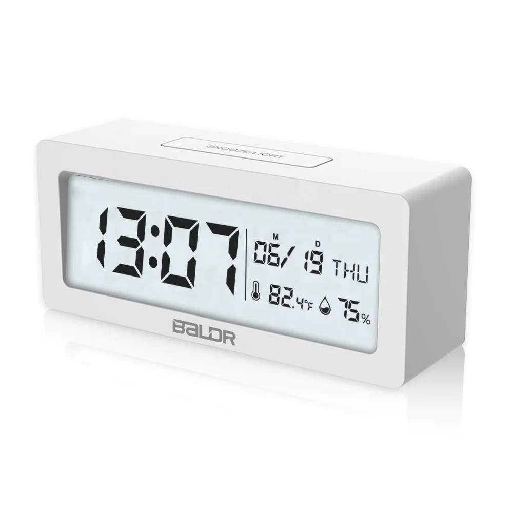 

BALDR B0337 Digital Desk Clock for Bedroom Table Clock Indoor Thermometer with Backlight Snooze Calendar Display Alarm Clock