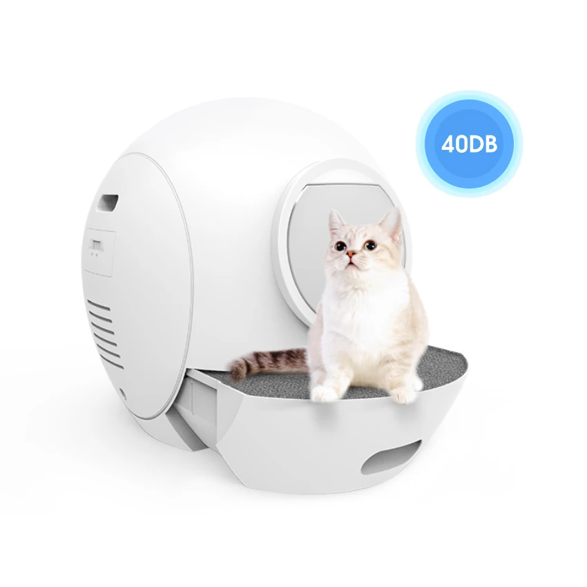 

2022 ELS luxury large enclosed portable automatic cat litter toilet auto smart intelligent self cleaning cat litter box for cat, White