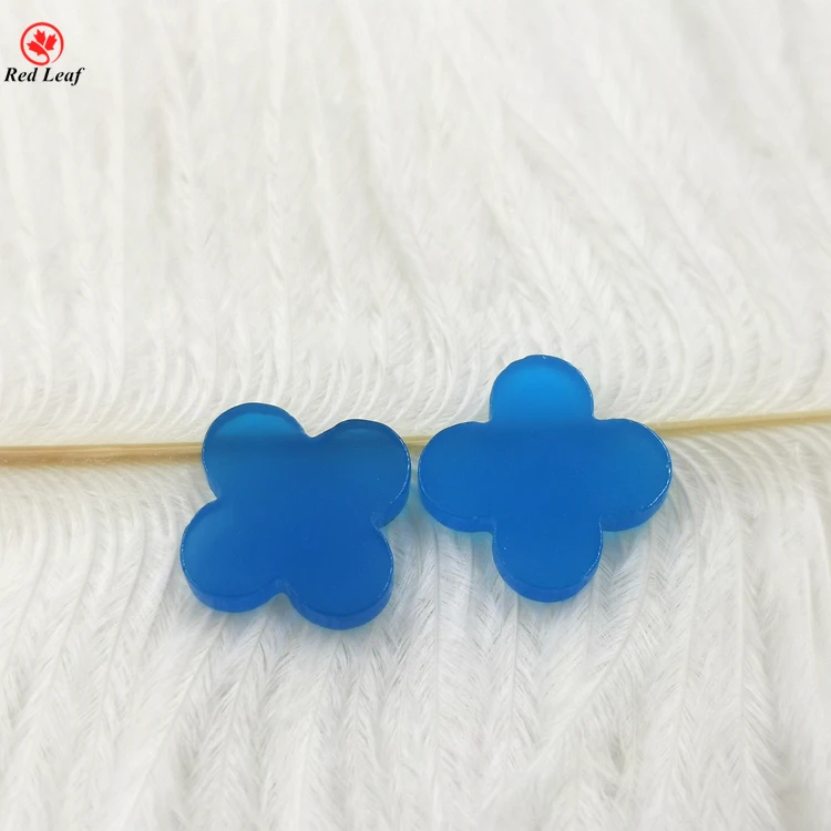 

Loose Gemstone 5A Blue Agate Luckily Four Leaf Clover Natural Stone