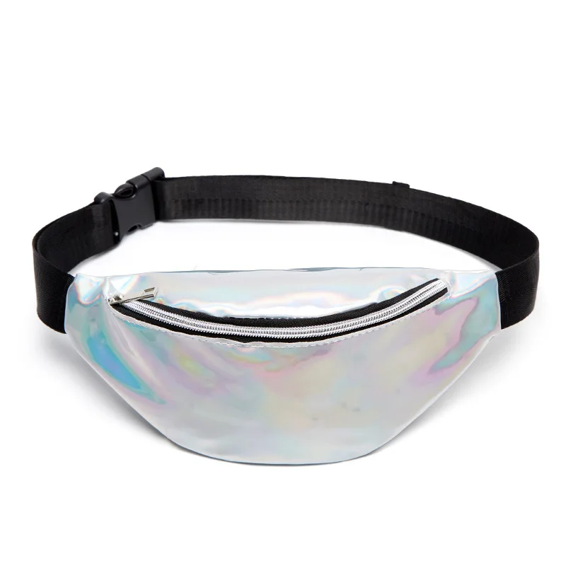 

Factory Direct Sales 2021 New Korean Fashion Designer White Fanny Pack Cool Laser Customizable Logo Woman Coin Purse Waist Bag