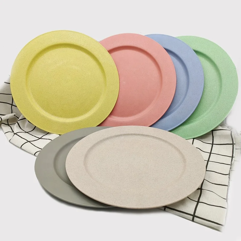 

Best selling wholesale cheap wheat straw plastic plates 10 inch round dinner plate sets, Variety