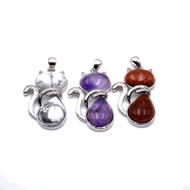 

Fashion latest cute hello kitty necklace design animal shape cat gemstone necklaces women customize necklace pendants jewelry, Red natural goldstone
