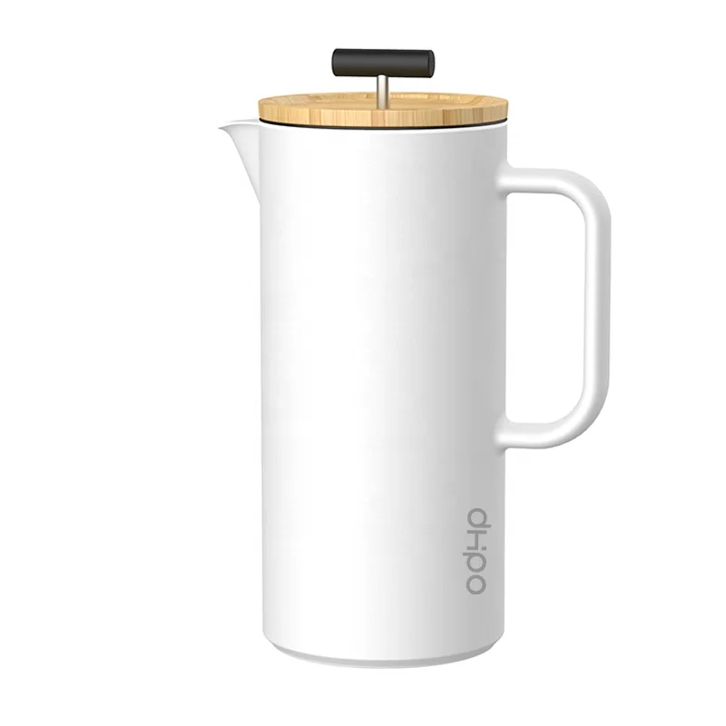 

DHPO New Arrival Ceramic French Press Coffee with SLS Filter, White Color, 800ML