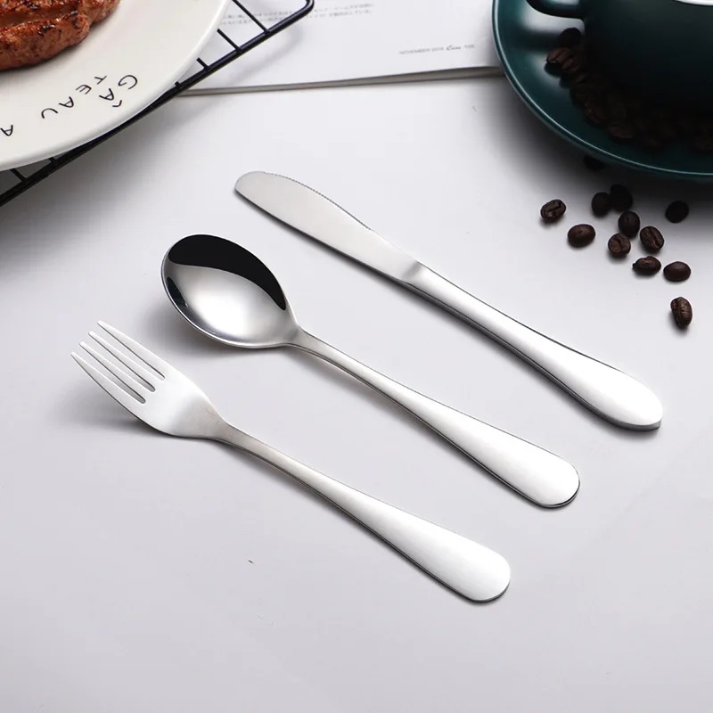 

Amazon Hot Sale Dining Set Stainless Steel Spoon Fork Knife Tableware Cutlery Set, Silver