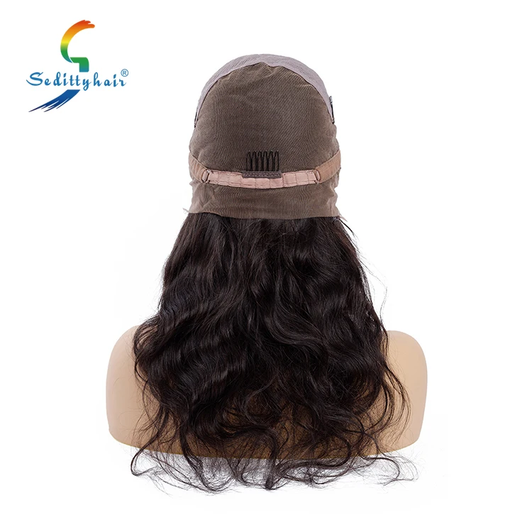 

Overnight shipping glueless baby hair body wave 100% peruvian wig human hair full lace wig, Natural colors