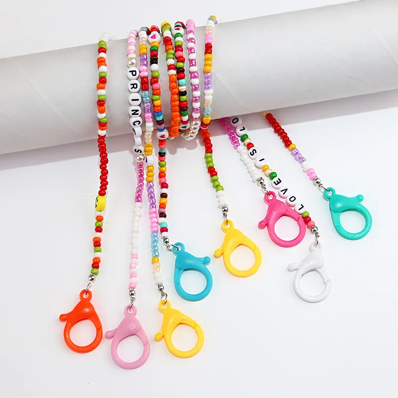 

wholesale Custom Slogan Words Beads Handmade DIY Masking Chain Sunglasses Strap Holder For women Fashion Accessories, Multicolors