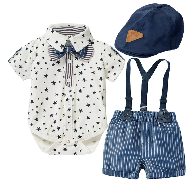 

ZHG74 Summer Newborn Baby Boys Clothes Set Gentleman Tie T-shirt+Shorts 2pcs Outfit Clothes For Baby Suit Infant Clothing, As the picture show