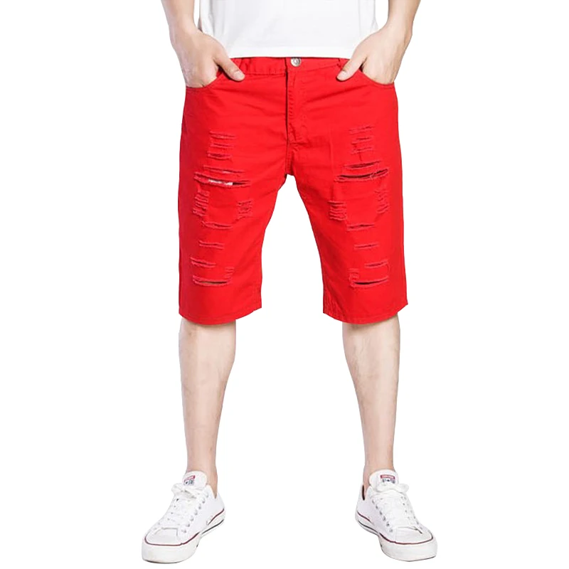 

Colorful Mens Jeans Denim Cotton Ripped Pants Denim for Man Jean Skinny Jeans Stretch Denim Shorts, Blue/orange/red/white/black