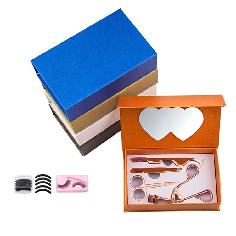 

Private Label 4pcs Eyelash Curler Set Beauty Tools Eyelash Applicator Tweezers Eyebrow Brush Kit with Box, Rose gold, gold, blue, white, gray, black