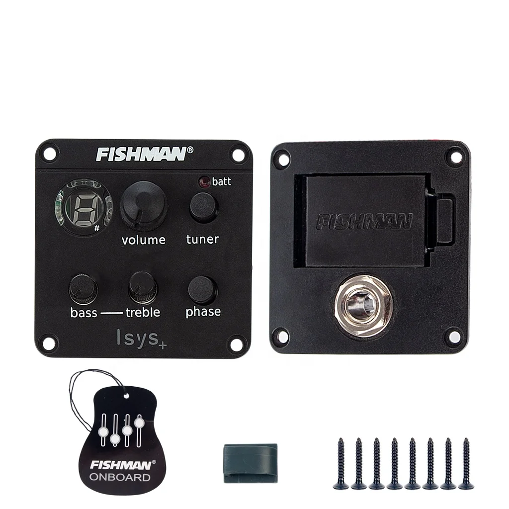 

Fishman ISYS + EQ Acoustic Guitar Pick-Up Clip on Sound Hole Pick Up Onboard Preamps EQ Tuner, Black