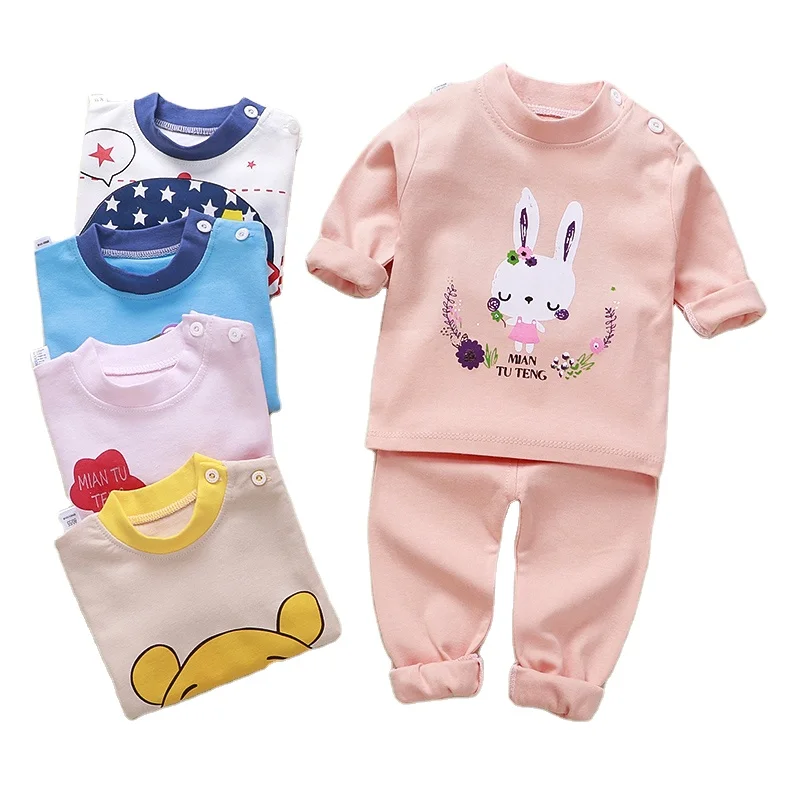 

Children's cotton long Johns suit men's and women's pyjamas cartoon baby underwear two-piece wholesale