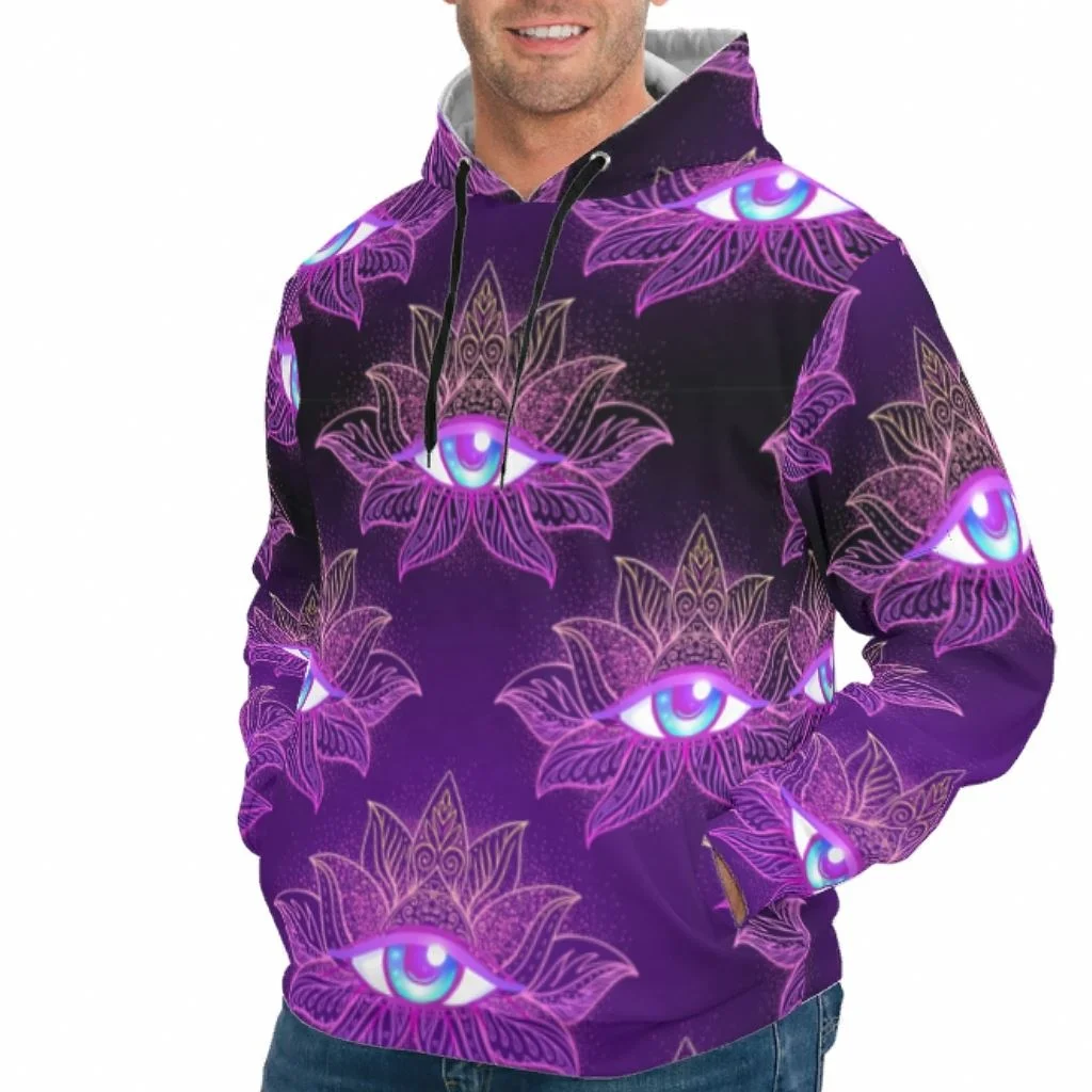 

2021 Men Clothes Factory Popular Cotton Lotus Eyes Men's Hoodies Wholesale