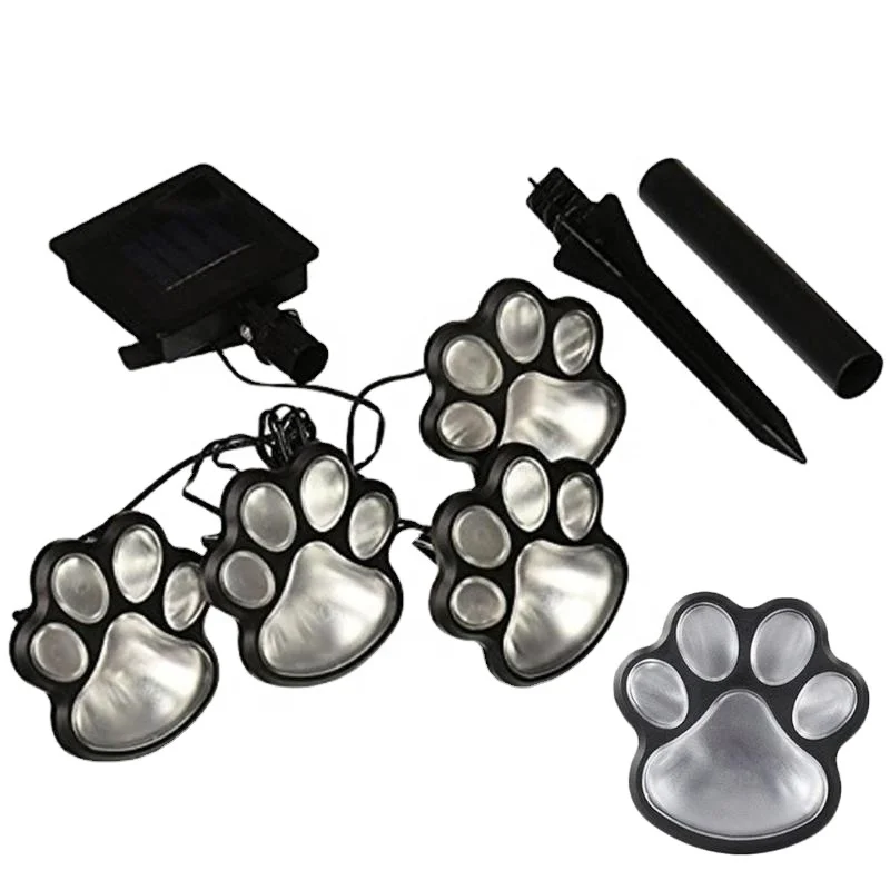 

TY Cat Animal Paw Print Lights LED Solar Lamps Garden Outdoors Lantern LED Path Decorative Lighting Footprints Lamp, Black