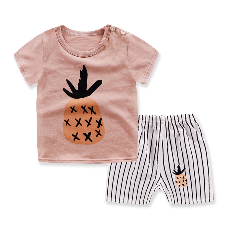 

2021Summer children's Short sleeve shorts two-piece set kids t shirt baby boys girls T-shirt shorts set