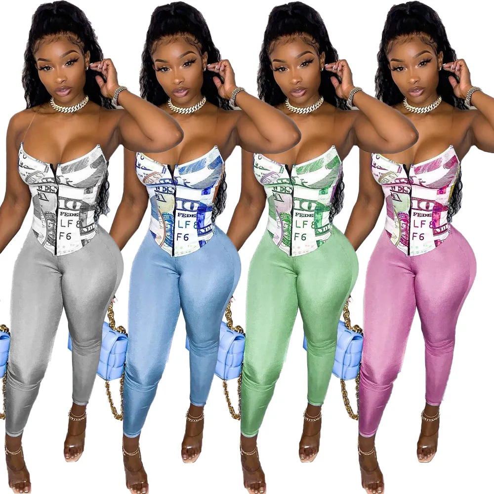 

EB-20042811 2022 New Women's Plaid Summer Sets long Pants Crop Top Sport Sets Women Two Piece 2 Piece Set Women