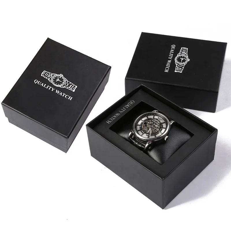 

Wholesale logo printed paper watch packaging quality cardboard watch box, Black,yellow,pantone as well as cmyk