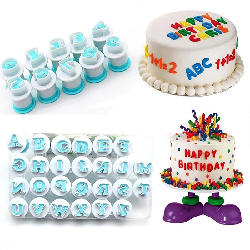 

DIY English Letter Number Font Alphabet Cutter Number Cookie Cutter Fondant Cake Biscuit Baking Tool Decorating Fondant Mold Set, As picture