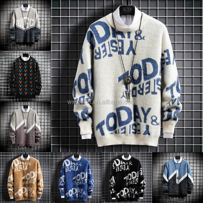 

2020 new autumn and winter year men's sweater warm slim men's sweater round neck cheap men's sweater