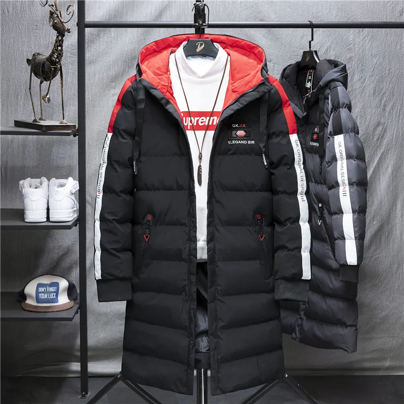 

2020 men long hooded jacket man puffer jacket long jacket black men long