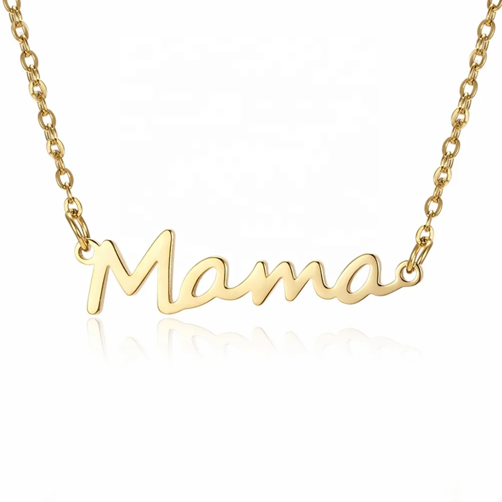 

Stainless Steel Minimalist Mama Necklace Women Fashion Mother's Day Gifts, Steel,gold,rose gold