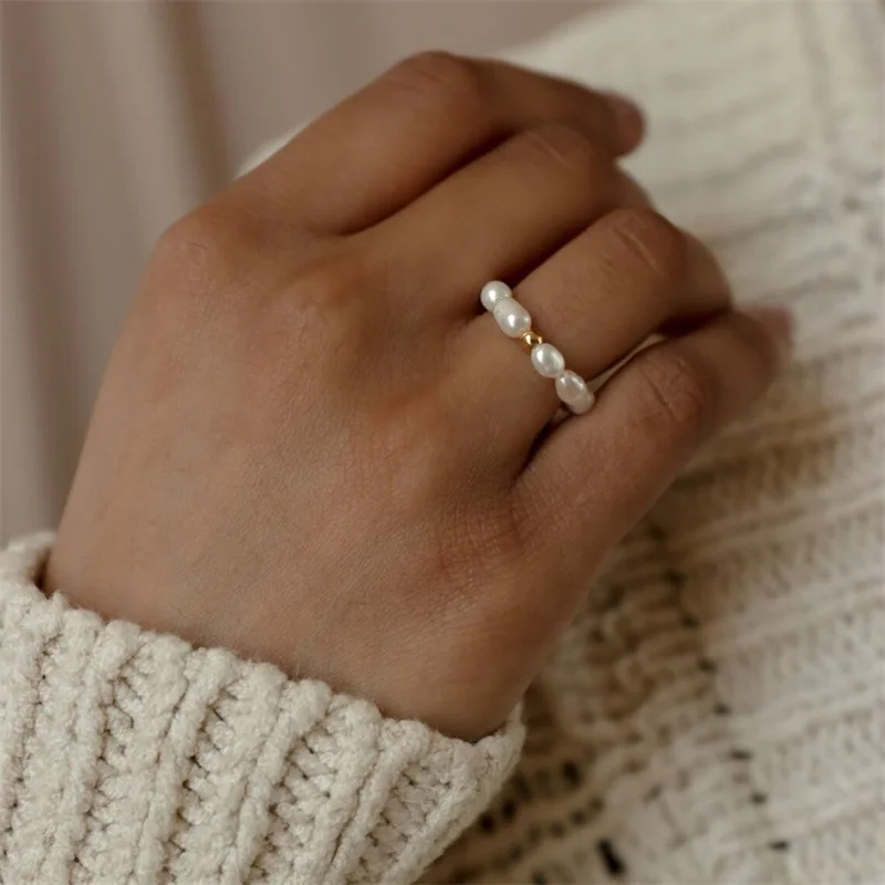 

Lateefah OEM 2023 Oval Pearl Ring Stainless Steel Women Bead Rings