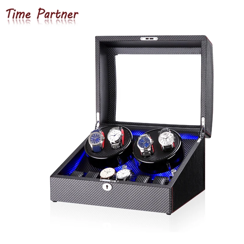 

Time partner watch winder for 4 automatic watch winder with 6 storage case, Customized color
