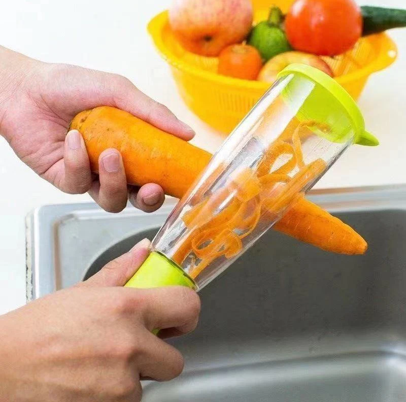 

Homeplay Peeler Stainless Steel Multi-functional Storage Peeler With A Container For Fruit And Vegetable Peeler Is Convenient, Red,green