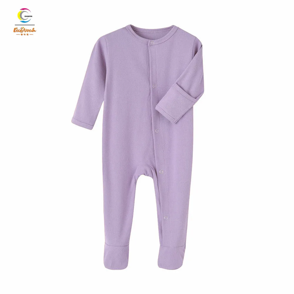 

0-12M stretchy cotton baby sleepsuit rib infant wear unisex new born baby clothing, 6 colors for option