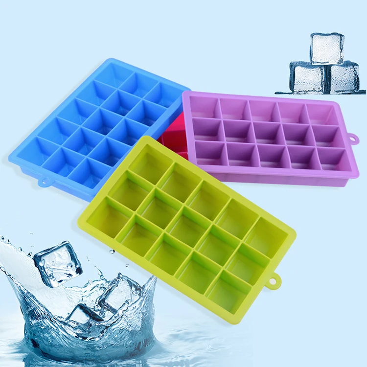 

Hot Selling 15 Holes Ice Cube Molds Food Grade Silicone Ice Cube Tray, Any color is available