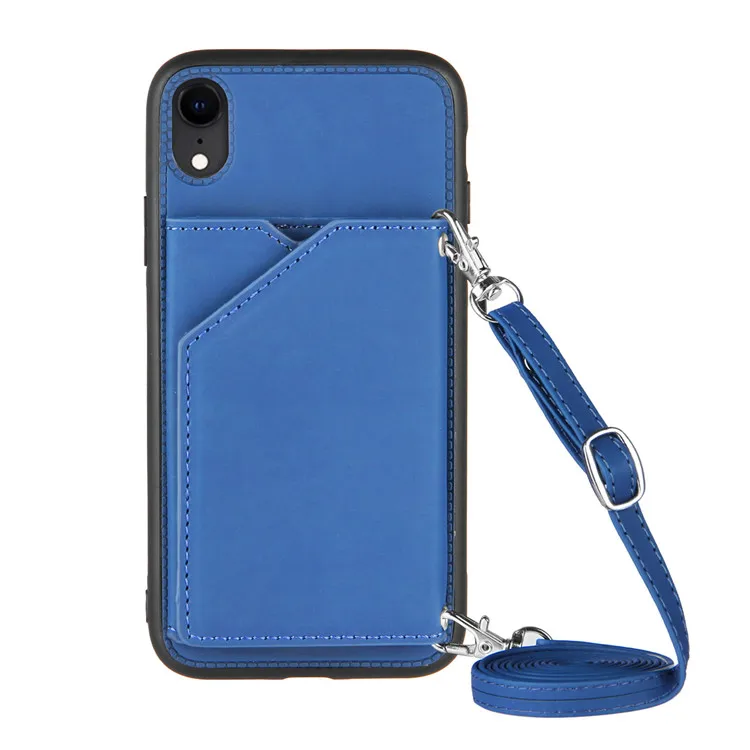 

Leather Stand Phone Case for iPhone XR 6.1 inch Strap Cord Rope with Wallet Cover