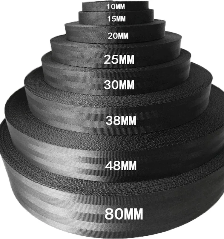 

25mm 38mm Black Polyester Car Seat Belt Webbing 3 buyers, Black/white/others