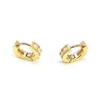 

Wholesale fashion women jewelry gold opal huggies 925 silver small hoop earrings