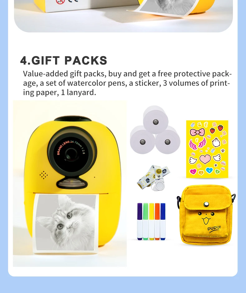 Photo and print camera instantly Thermal Paper prints photos directly D10 DIY Instant Digital Camera for children