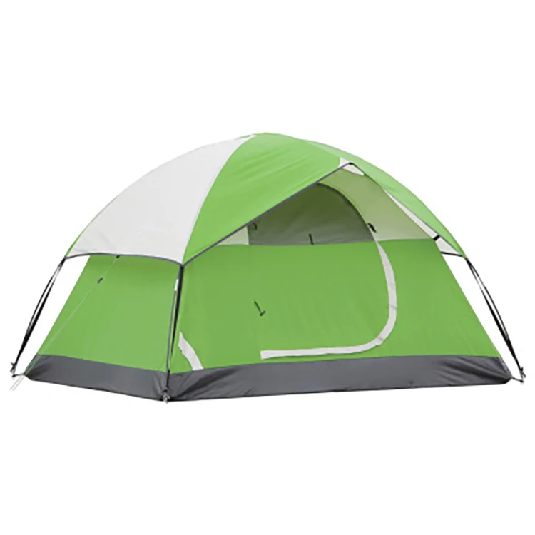 

Outdoor sunny and rainy build double double layer large space family camping tent, Gray/navy blue, green