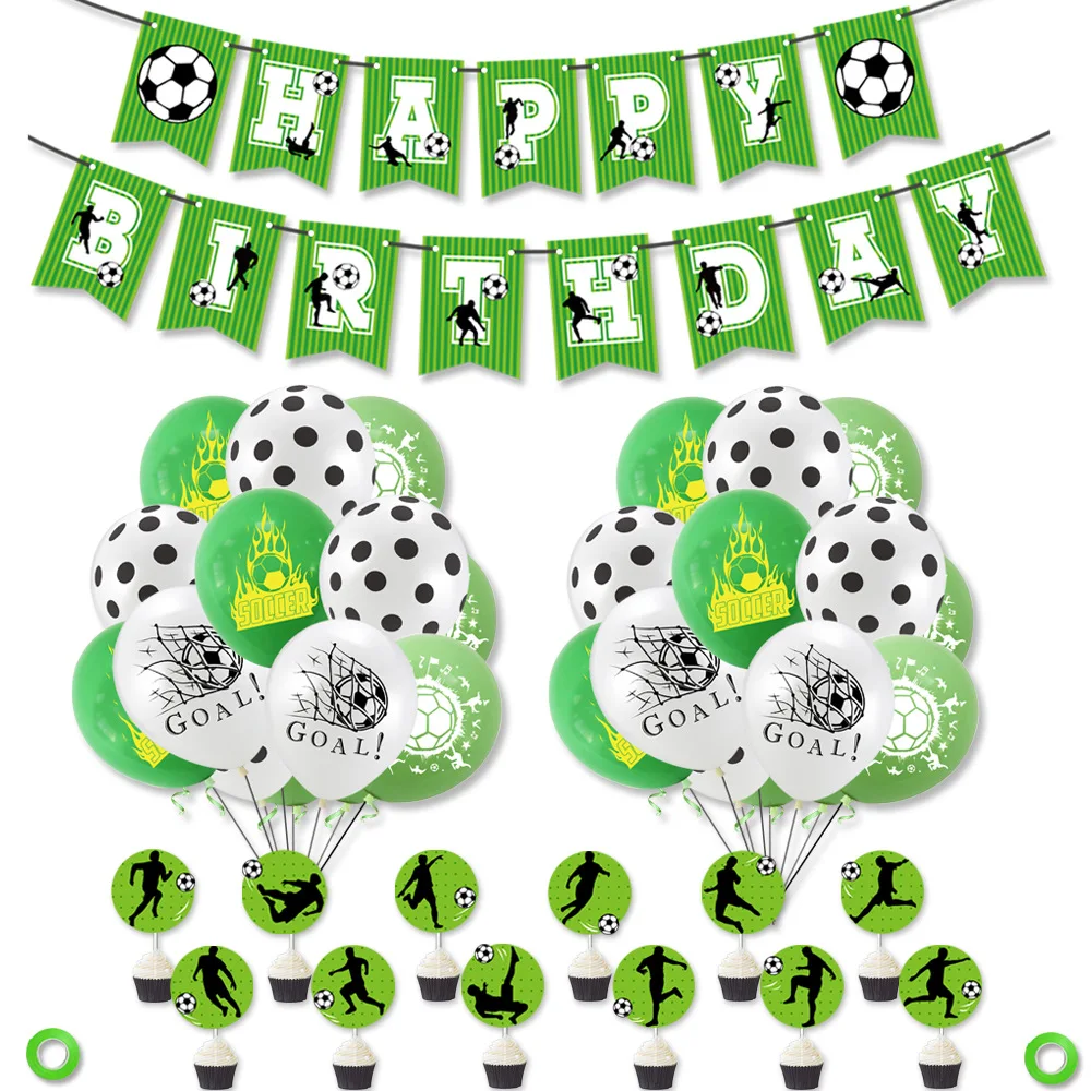 Happy Birthday Boy Theme Birthday Football Banner Flag Paper Cake ...