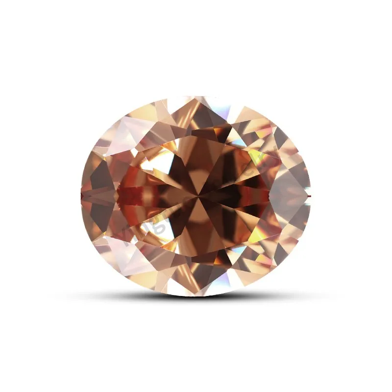 

Oval Cubic Zirconia Stone Price Champagne Color Withstand Heat Machine Cut Gems