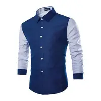 

2019 autumn new round dot color matching shirt long sleeve men's shirt