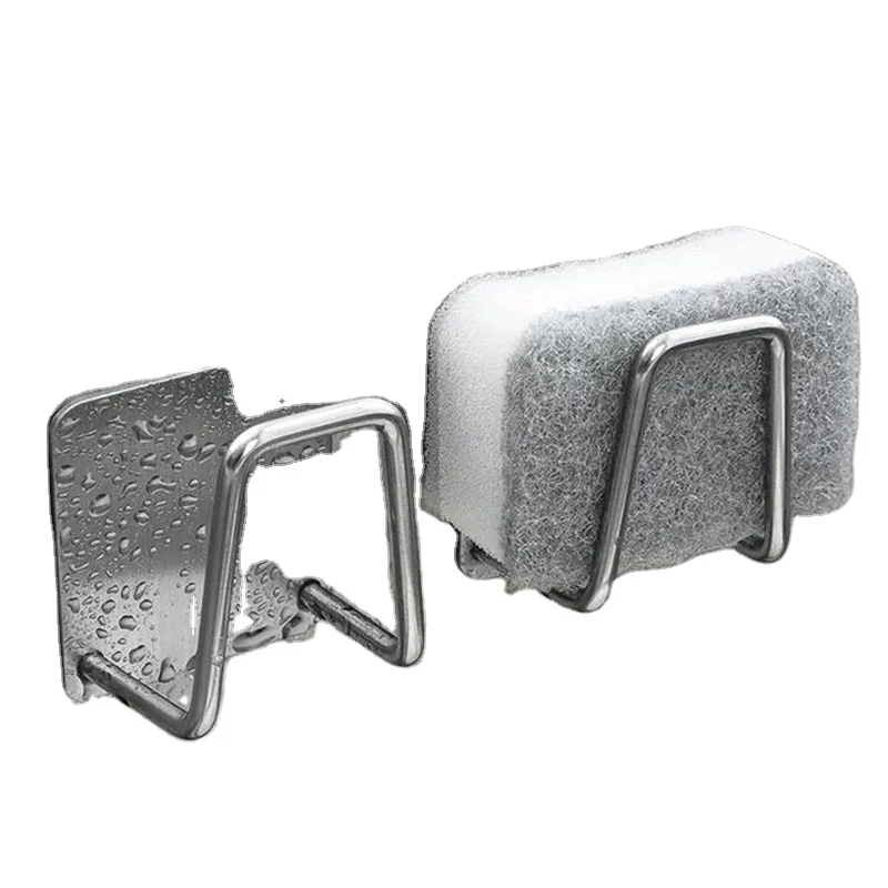 

Kitchen Stainless Steel Sink Sponges Holder Self Adhesive Drain Drying Rack Kitchen Wall Hooks