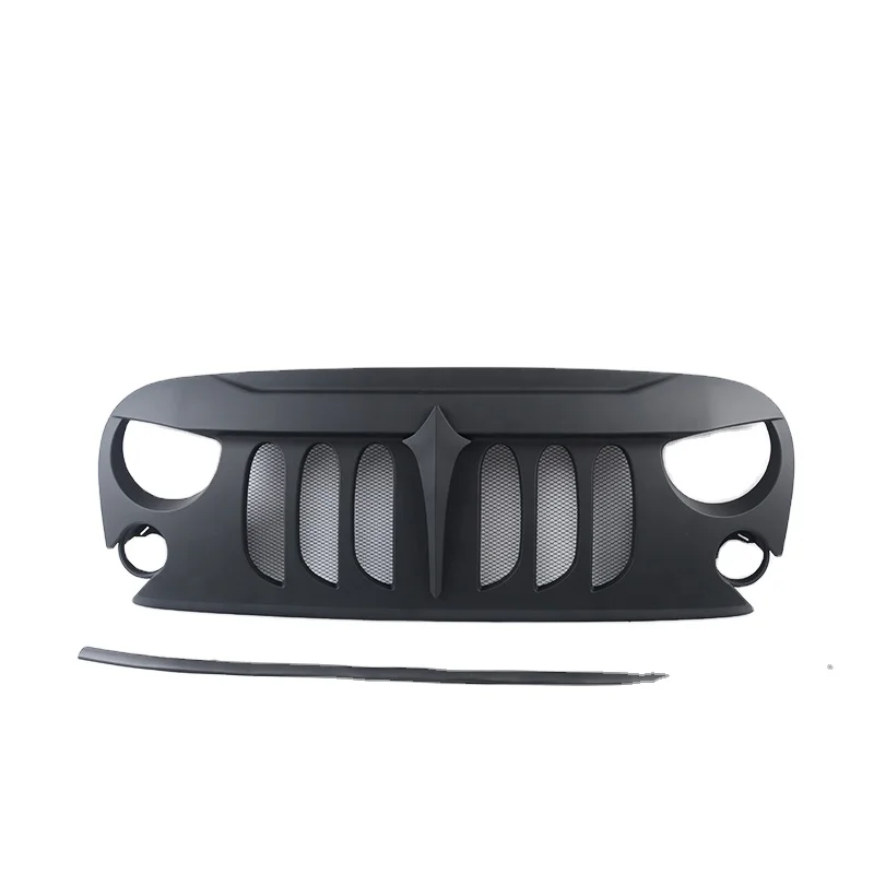 

2019 New ABS Front Grille for Jeep wrangler JK grills with light 4x4 accessory maiker manufacturer, Black/silver