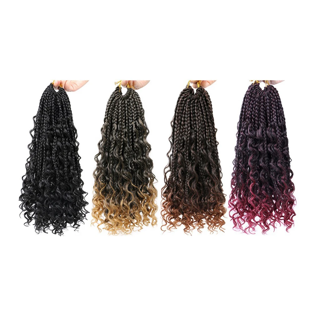 

Goddess Box Braids Crochet Hair With Curly Ends Afro Curly Twist Wigs Synthetic Braiding Hair Extension for Black Women.