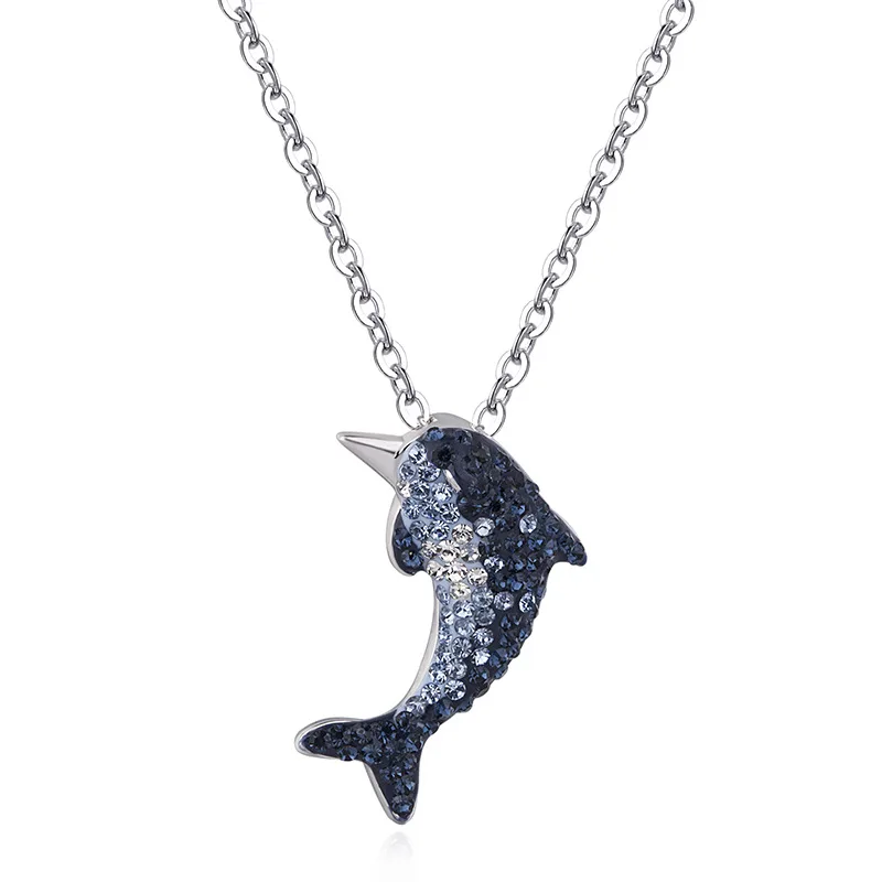 

Classic Geometric Diamond Charm Necklace Fashionable Dolphin Sea Creature Collarbone Chain for Ladies for Wedding Occasions