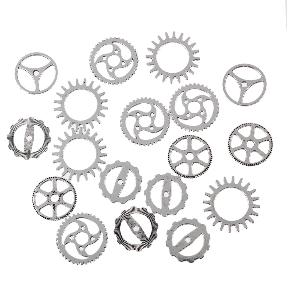 

Mixed silver punk mechanical gear charms metal steampunk gear DIY pendant jewelry craft accessories number style random