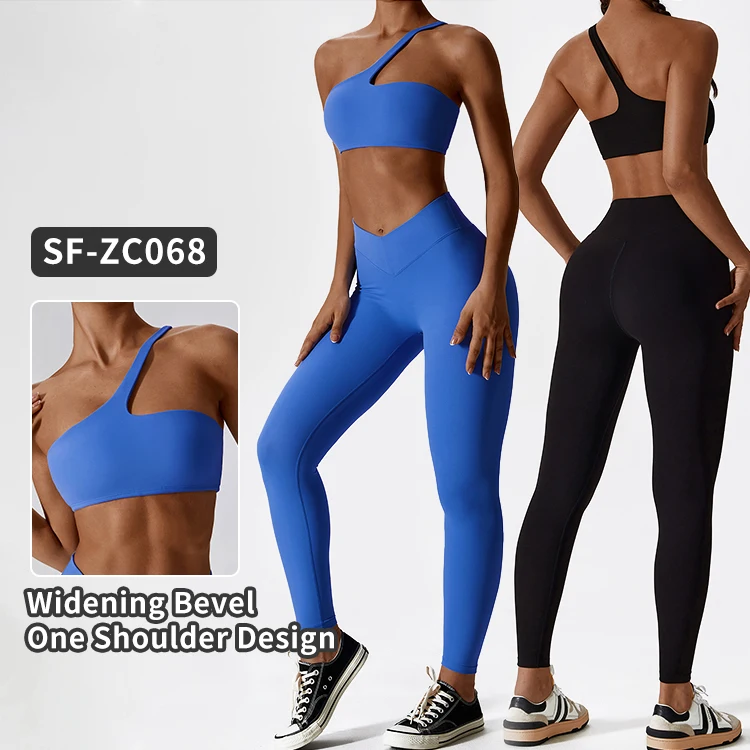 

Oblique One-Shoulder Quick Dry Tight Yoga Set Running Casual Naked Feeling Sports Fitness Set Women