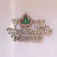 

Greek Sorority IYV leaf AKA It's A seriours matter Vote Brooch Lapel Pin